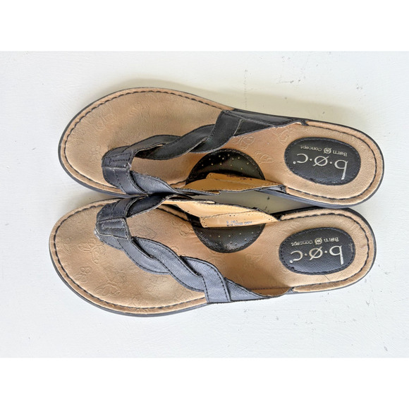 BOC C52508 Black Women's Braided Tan Flip Flop Slip On Thong Sandal's Size 9 US - Picture 1 of 7